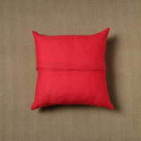 Red - Patchwork Cotton Kanchipuram Cushion Cover (16 x 16 in) 23