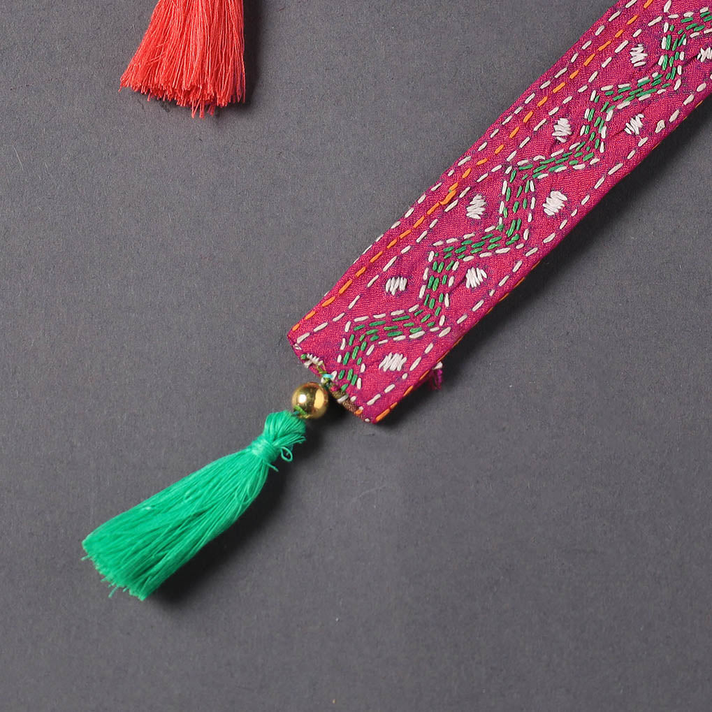 Kantha Embroidery Fabric Bookmark with Tassel 17