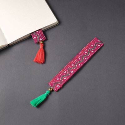 Kantha Embroidery Fabric Bookmark with Tassel 17