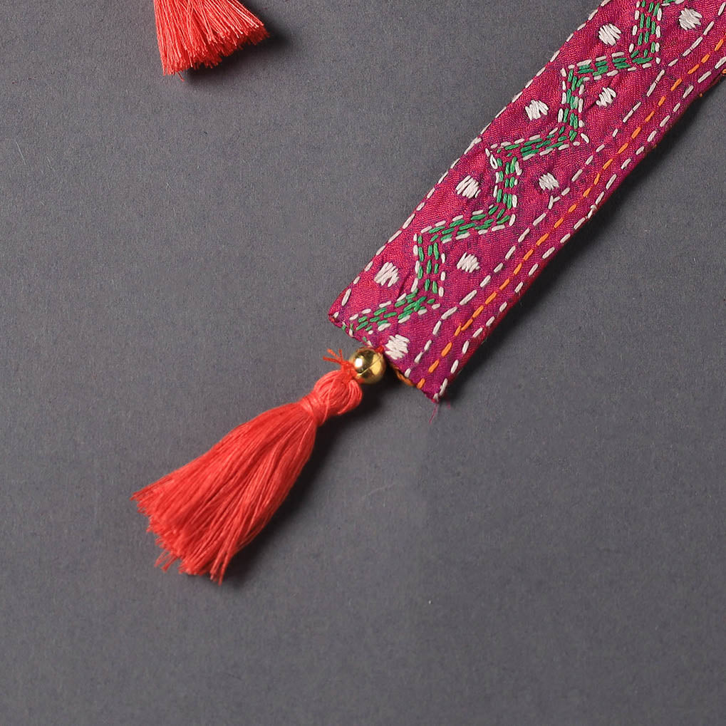 Kantha Embroidery Fabric Bookmark with Tassel 01