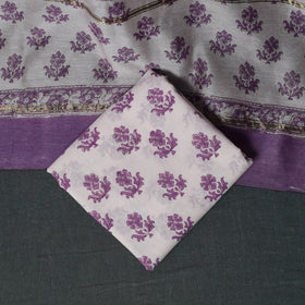 Sanganeri Hand Block Print Chanderi Silk Unstitched Dress Material Suit Set 11