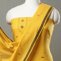 Yellow - 2pc Handloom Bengal Jamdani Cotton Dress Material 15