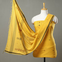 Yellow - 2pc Handloom Bengal Jamdani Cotton Dress Material 15