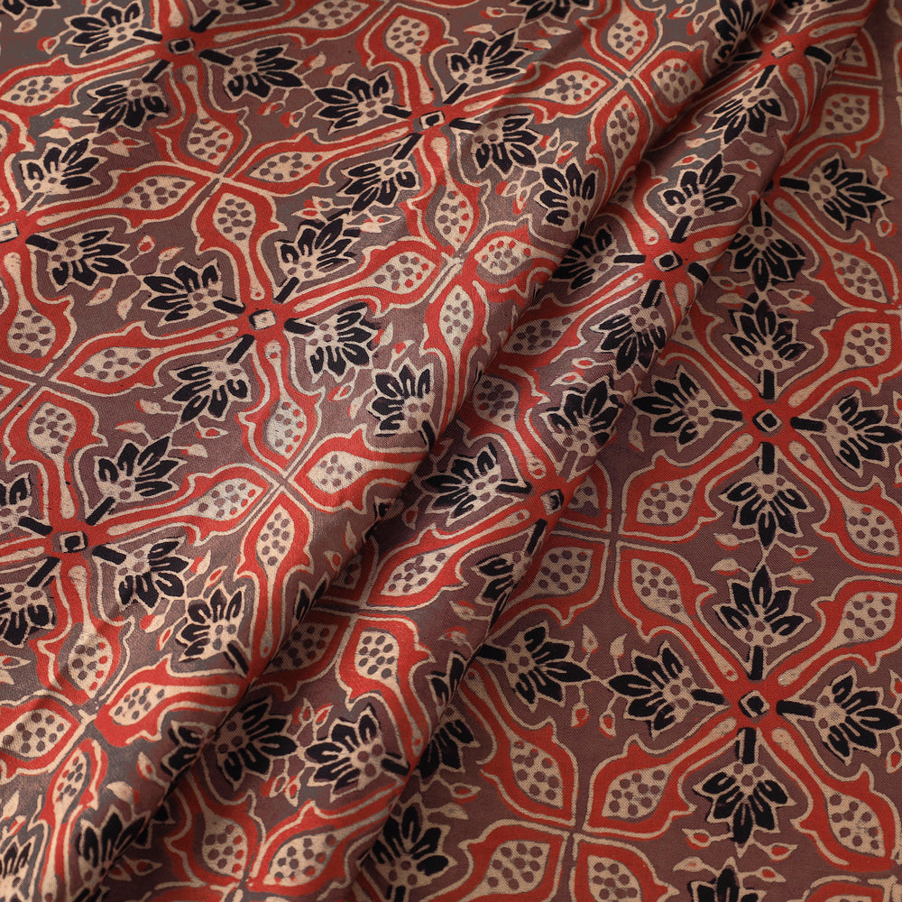 Brown - Modal Silk Ajrakh Print Fabric 01