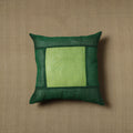 Green - Patchwork Cotton Kanchipuram Cushion Cover (16 x 16 in) 19