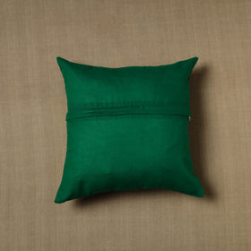 Green - Patchwork Cotton Kanchipuram Cushion Cover (16 x 16 in) 19