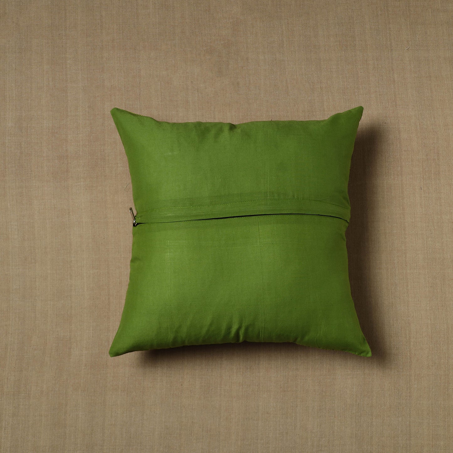 Green - Patchwork Cotton Kanchipuram Cushion Cover (16 x 16 in) 18