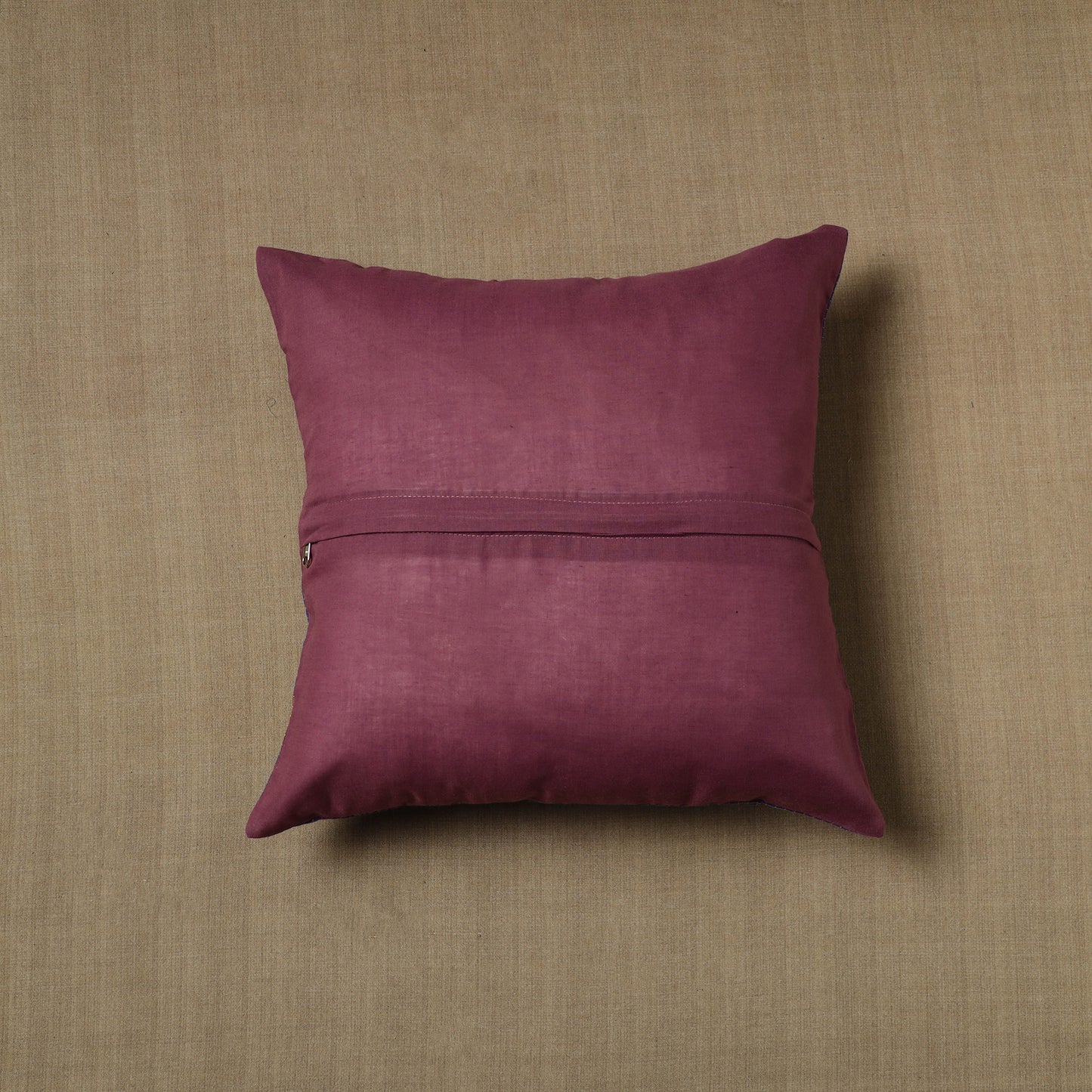 Purple - Patchwork Cotton Kanchipuram Cushion Cover (16 x 16 in) 17