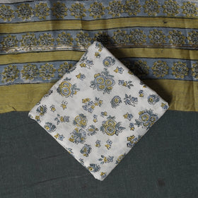 Sanganeri Hand Block Print Chanderi Silk Unstitched Dress Material Suit Set 13