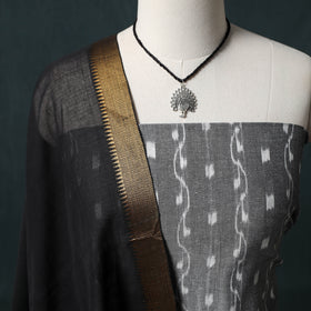 Sambalpuri Ikat Cotton 2pc Unstitched Dress Material Kurta Set with Jewellery 08