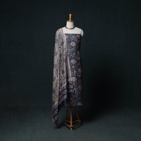 Sanganeri Hand Block Print Chanderi Silk Unstitched Dress Material Suit Set 14