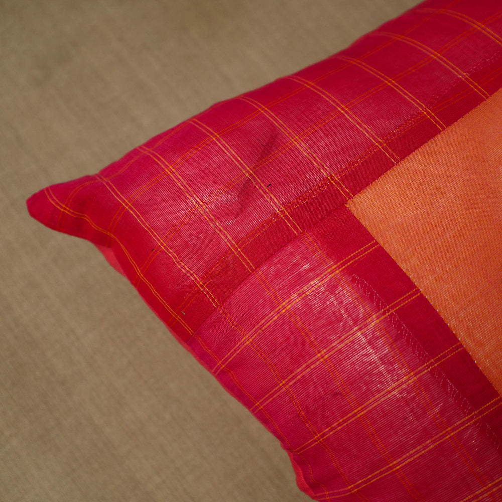 Pink - Patchwork Cotton Kanchipuram Cushion Cover (16 x 16 in) 13