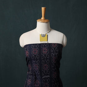 Sambalpuri Ikat Cotton 2pc Unstitched Dress Material Kurta Set with Jewellery 09
