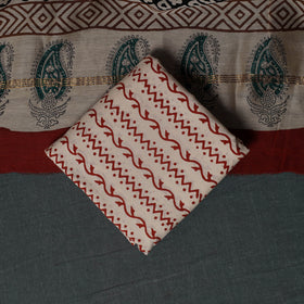 Natural Dyed Bagru Hand Block Print Chanderi Silk Unstitched Dress Material Suit Set 15