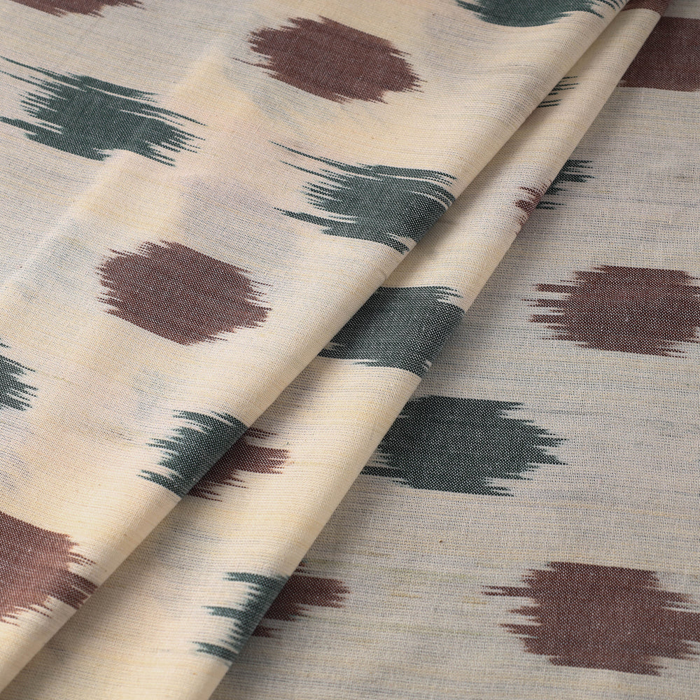 White - Handloom Cotton Pochampally Ikat Fabric 02