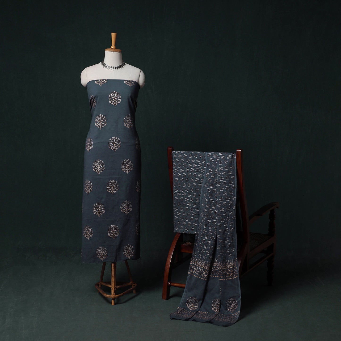 Jaipur Hand Block Print Cotton Unstitched Dress Material Suit Set 16