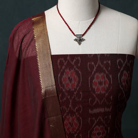 Sambalpuri Ikat Cotton 2pc Unstitched Dress Material Kurta Set with Jewellery 10