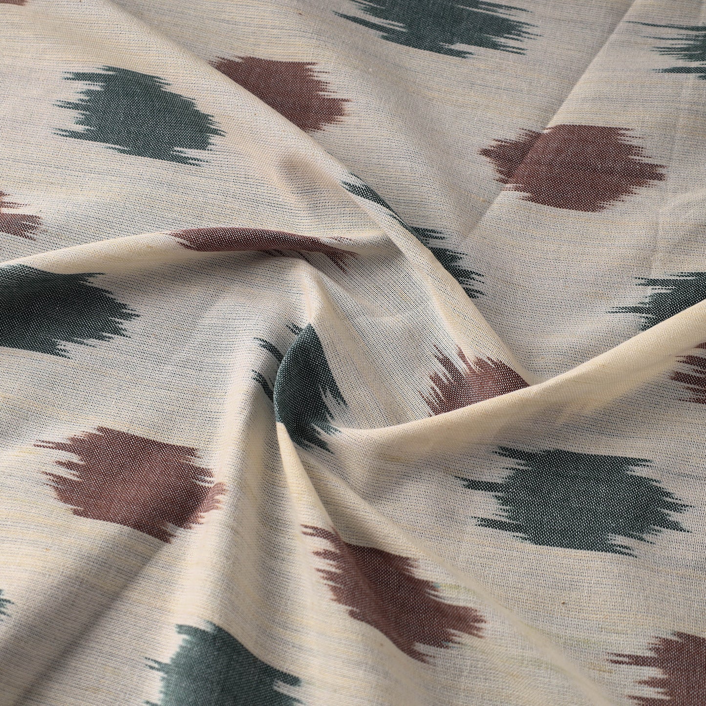 White - Handloom Cotton Pochampally Ikat Fabric 02