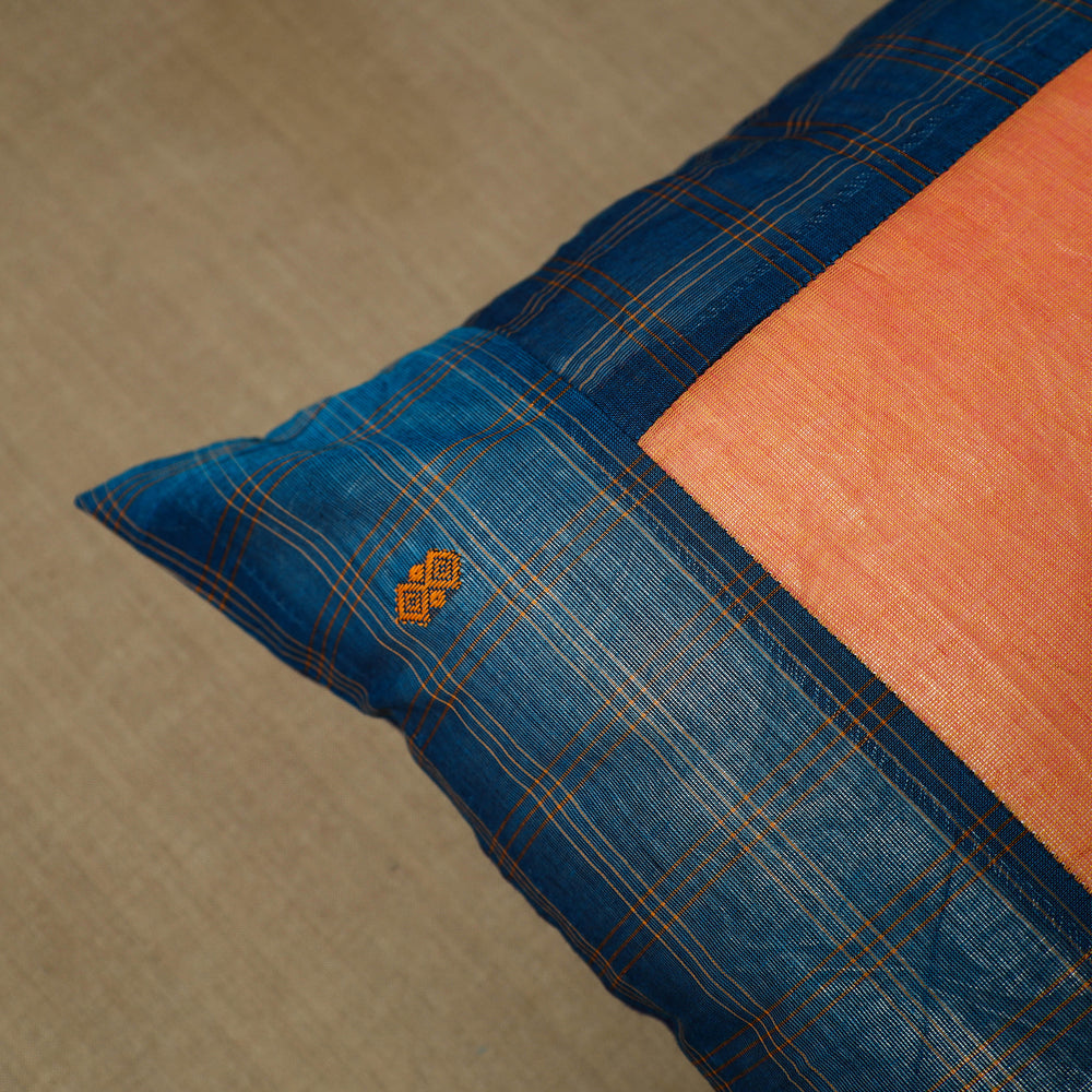 Blue - Patchwork Cotton Kanchipuram Cushion Cover (16 x 16 in) 10