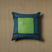 Blue - Patchwork Cotton Kanchipuram Cushion Cover (16 x 16 in) 08