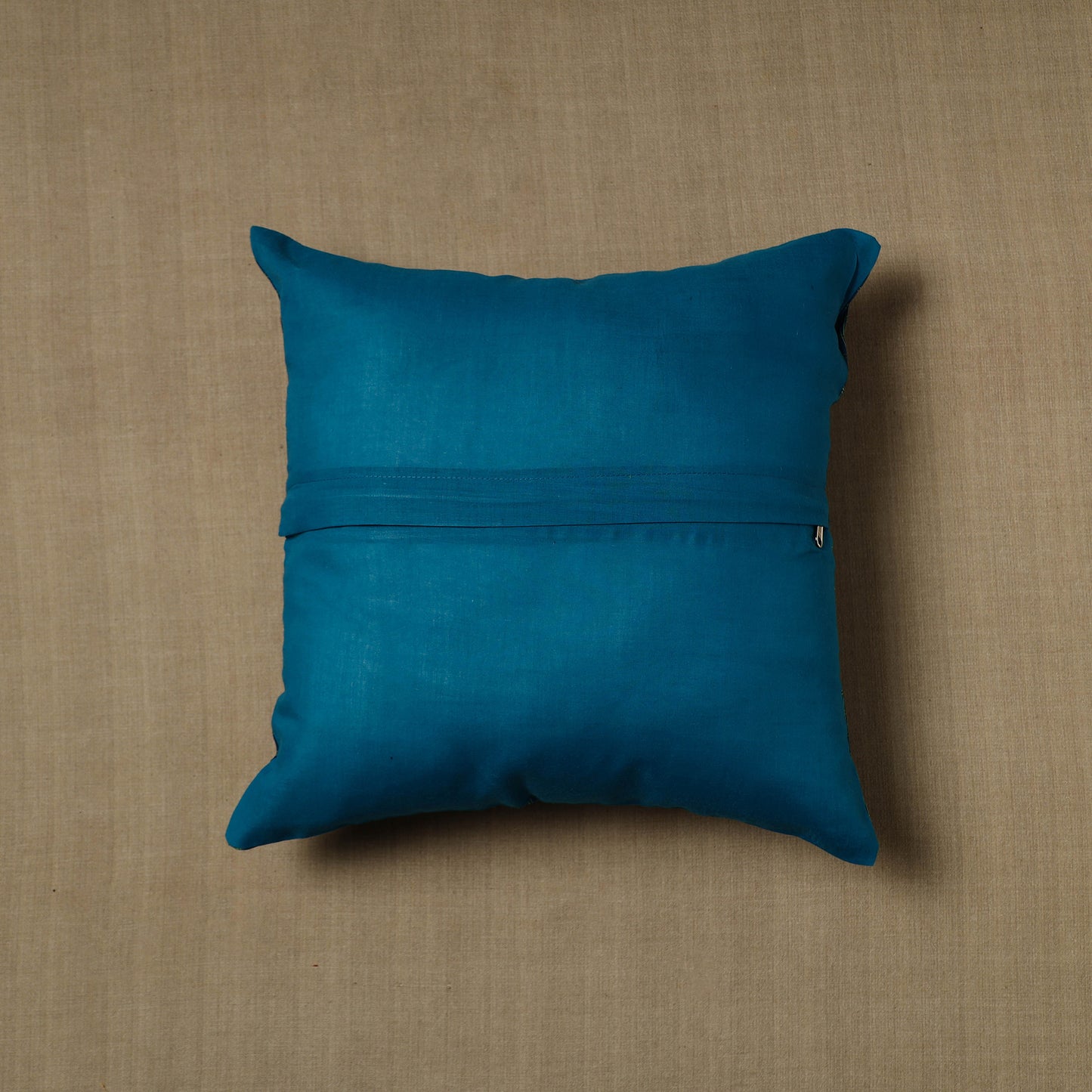 Blue - Patchwork Cotton Kanchipuram Cushion Cover (16 x 16 in) 08