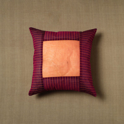 Purple - Patchwork Cotton Kanchipuram Cushion Cover (16 x 16 in) 07