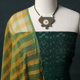 Sambalpuri Ikat Cotton 2pc Unstitched Dress Material Kurta Set with Jewellery 12