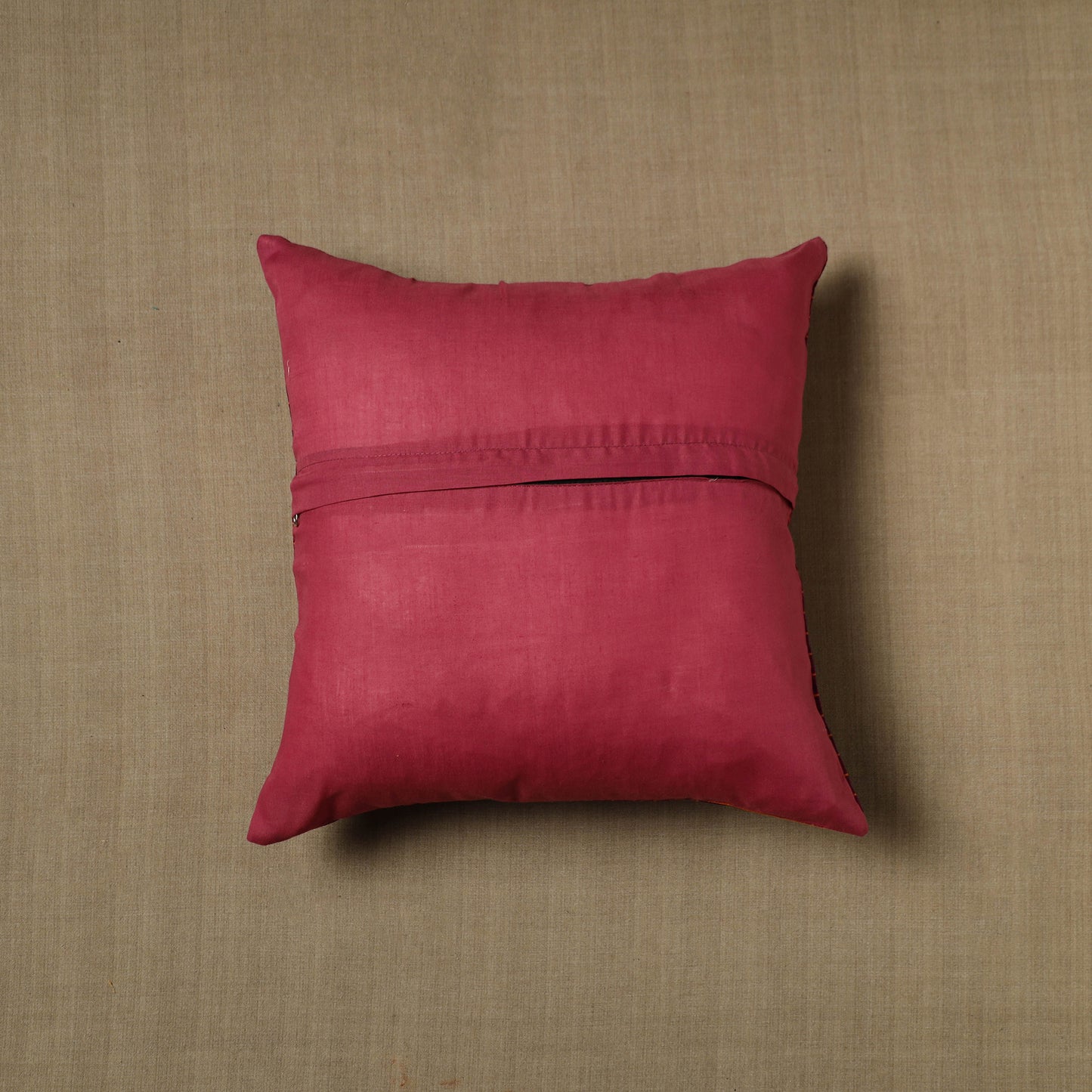 Purple - Patchwork Cotton Kanchipuram Cushion Cover (16 x 16 in) 07