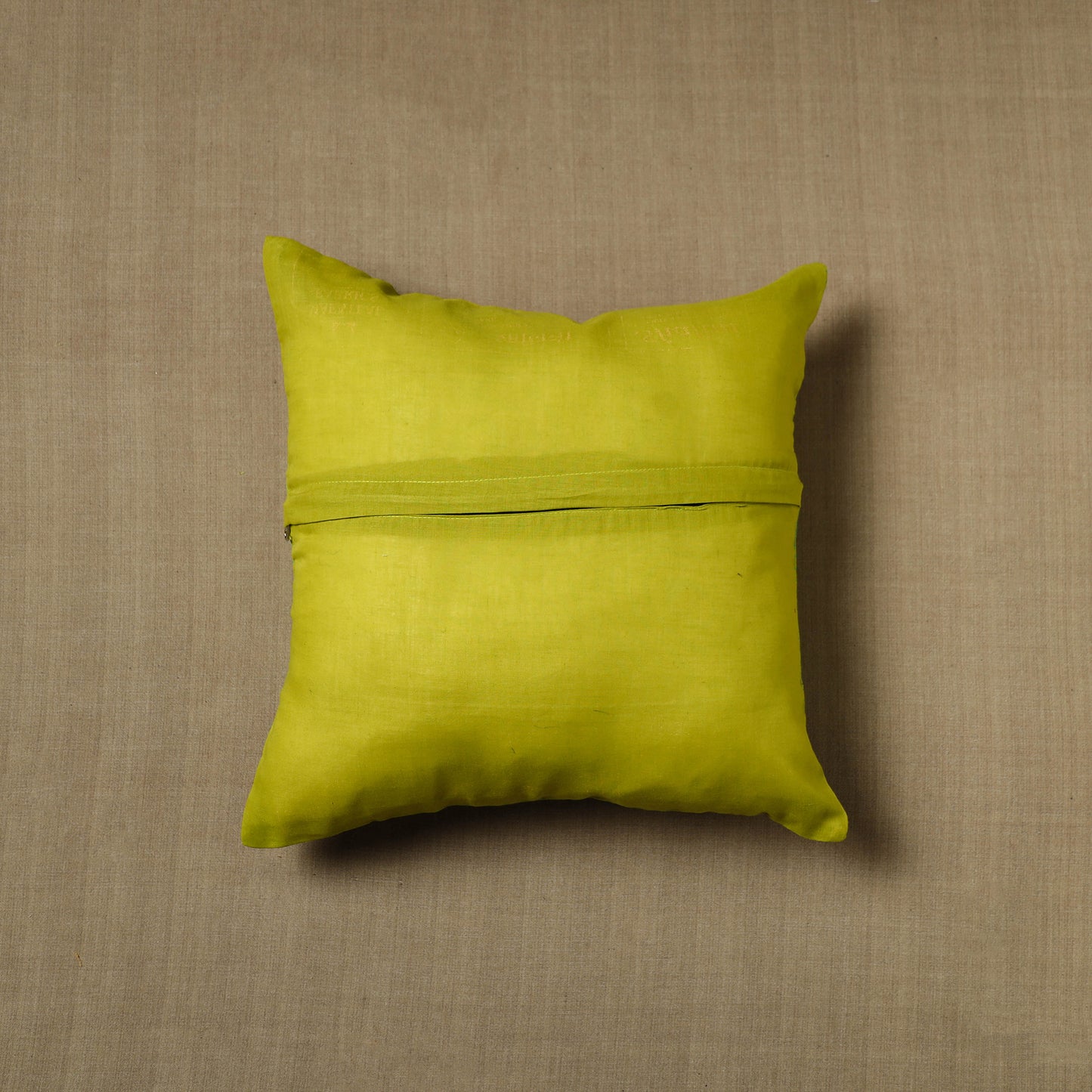 Green - Patchwork Cotton Kanchipuram Cushion Cover (16 x 16 in) 06