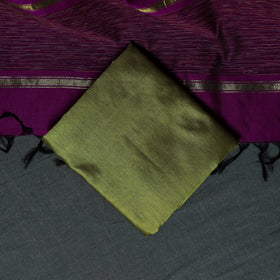 Pochampally Ikat Silk Cotton Kurta,Bottom & Dupatta Unstitched Dress Material Suit Set 01