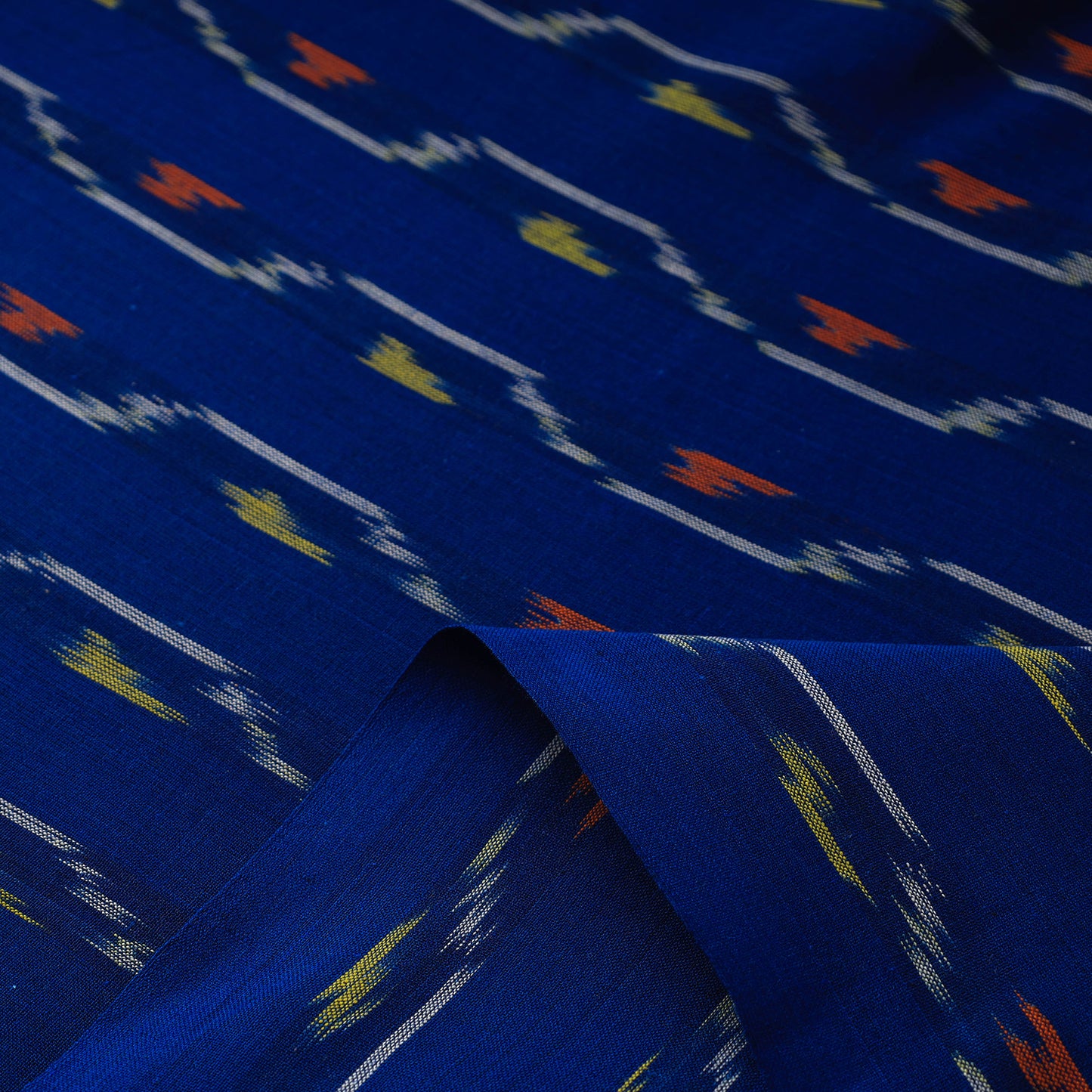 Blue - Handloom Cotton Pochampally Ikat Fabric 07