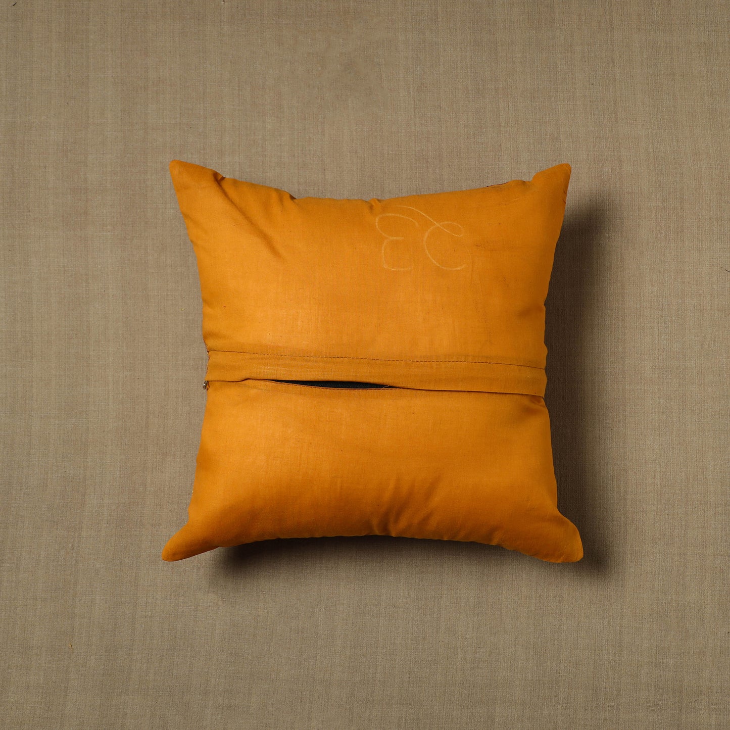 Orange - Patchwork Cotton Kanchipuram Cushion Cover (16 x 16 in) 04