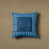 Blue - Patchwork Cotton Kanchipuram Cushion Cover (16 x 16 in) 03