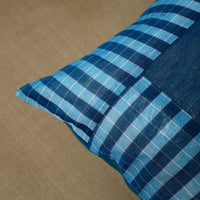 Blue - Patchwork Cotton Kanchipuram Cushion Cover (16 x 16 in) 03