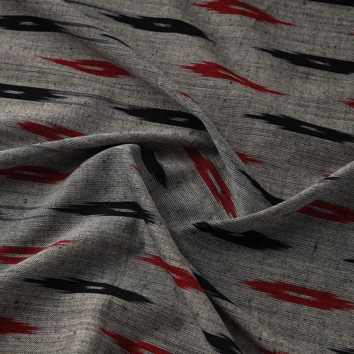 Grey - Handloom Cotton Pochampally Ikat Fabric 09