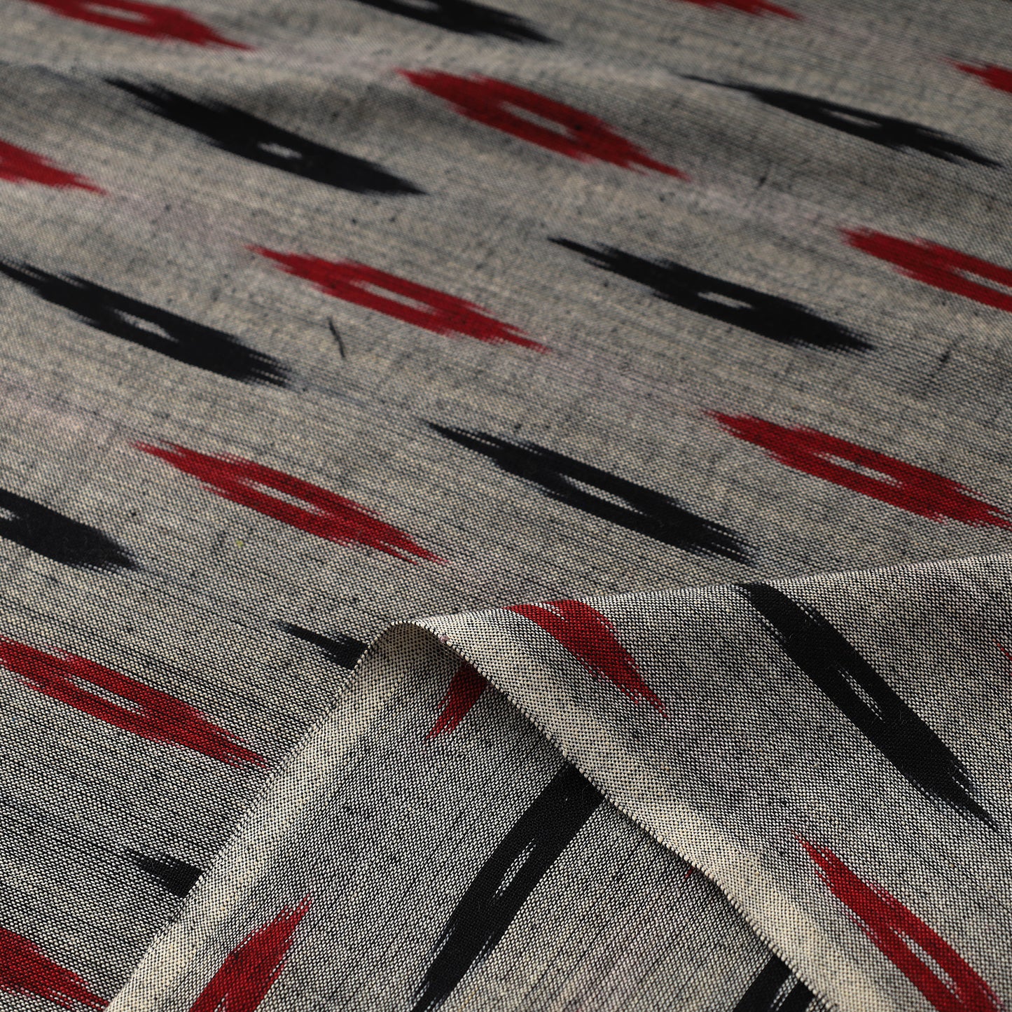 Grey - Handloom Cotton Pochampally Ikat Fabric 09