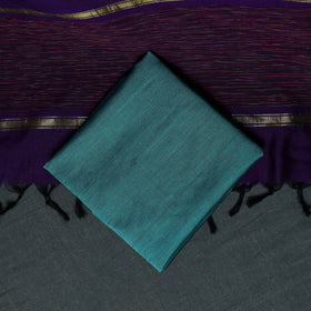 Pochampally Ikat Silk Cotton Kurta,Bottom & Dupatta Unstitched Dress Material Suit Set 03