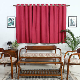Buy Red Cotton Window Jacquard Curtain (5 x 3 Feet)