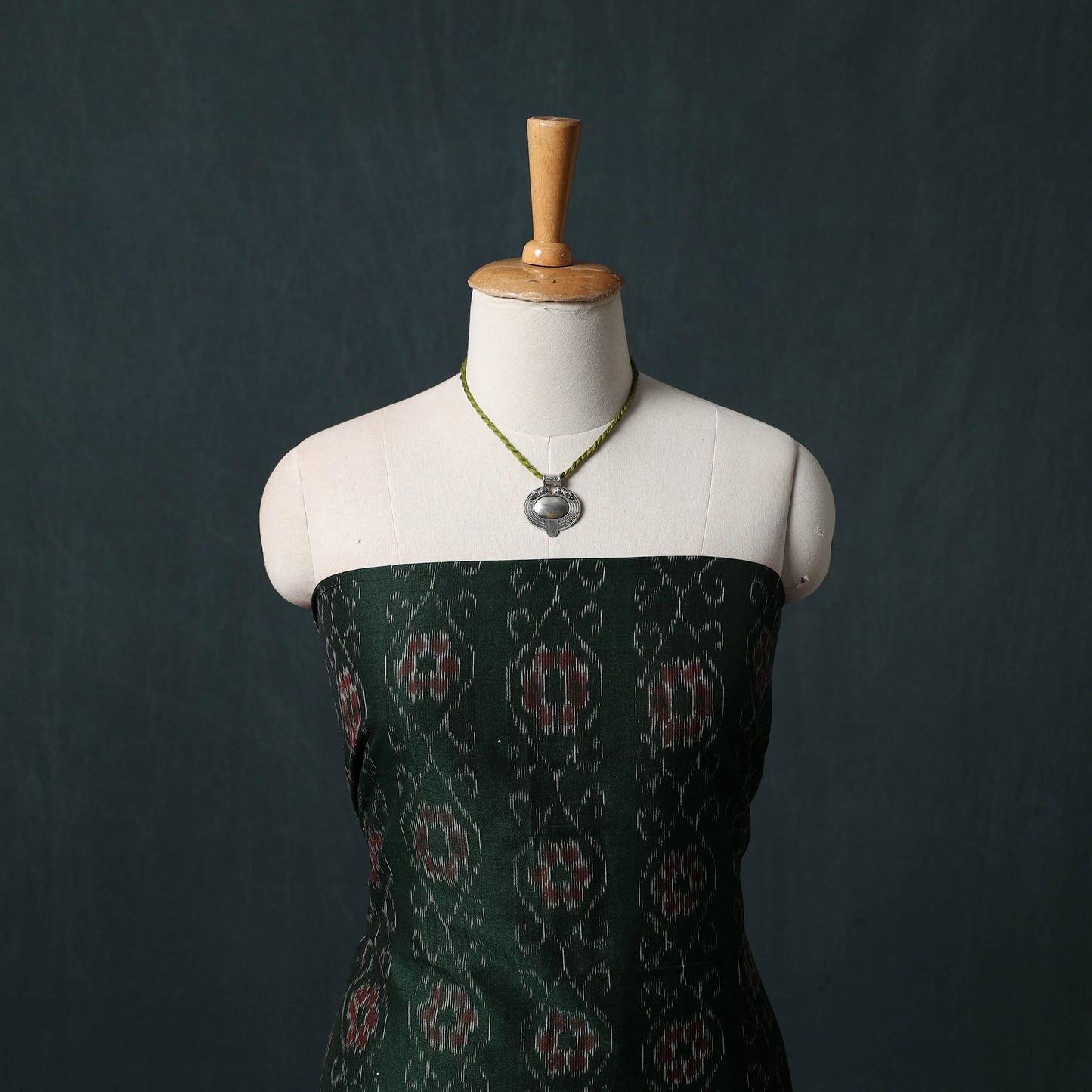 Sambalpuri Ikat Cotton 2pc Unstitched Dress Material Kurta Set with Jewellery 15