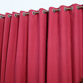 Buy Red Cotton Window Jacquard Curtain (5 x 3 Feet)
