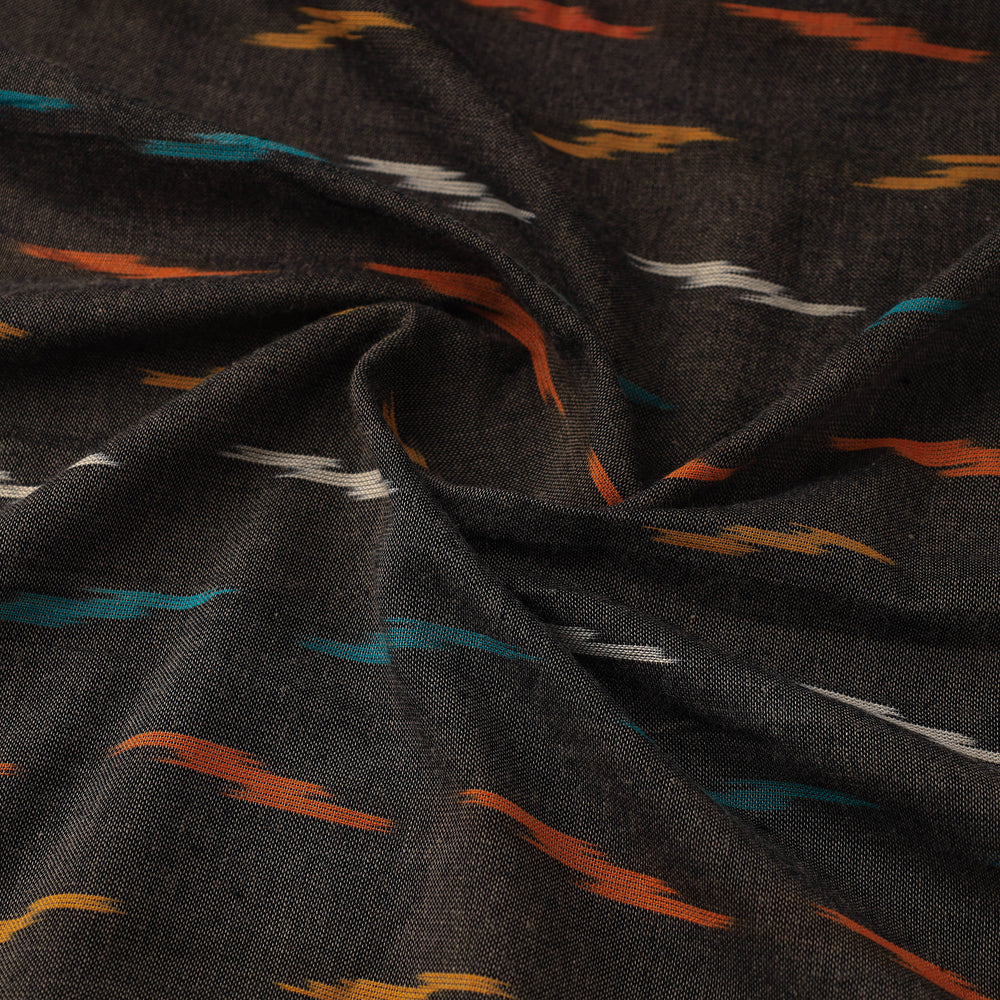 Black - Handloom Cotton Pochampally Ikat Fabric 13