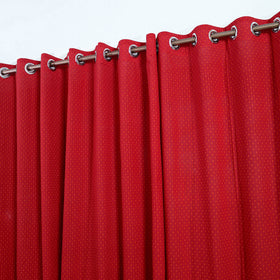 Buy Red Cotton Window Jacquard Curtain (5 x 3 Feet)