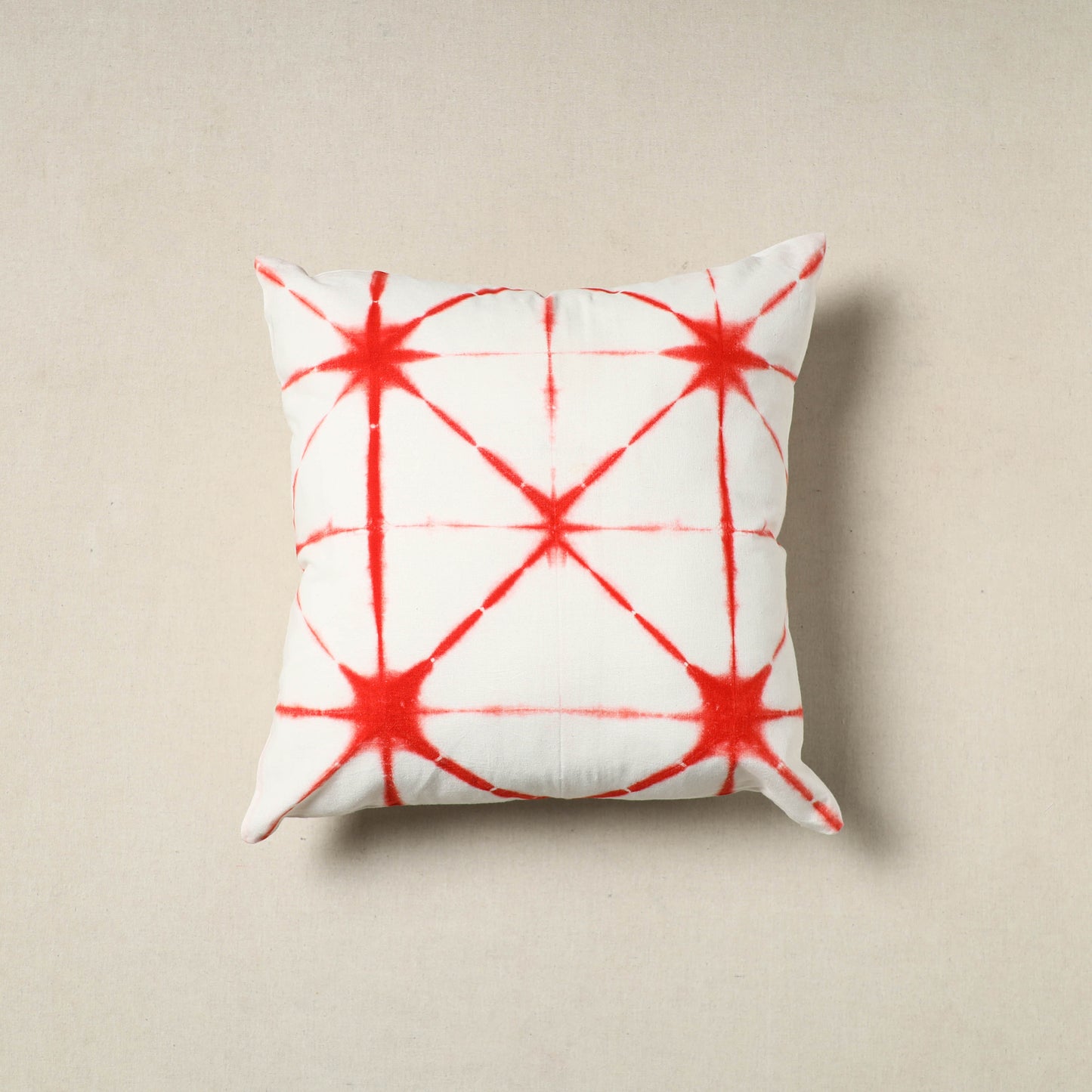 Red - Shibori Tie-Dye Cotton Cushion Cover 01