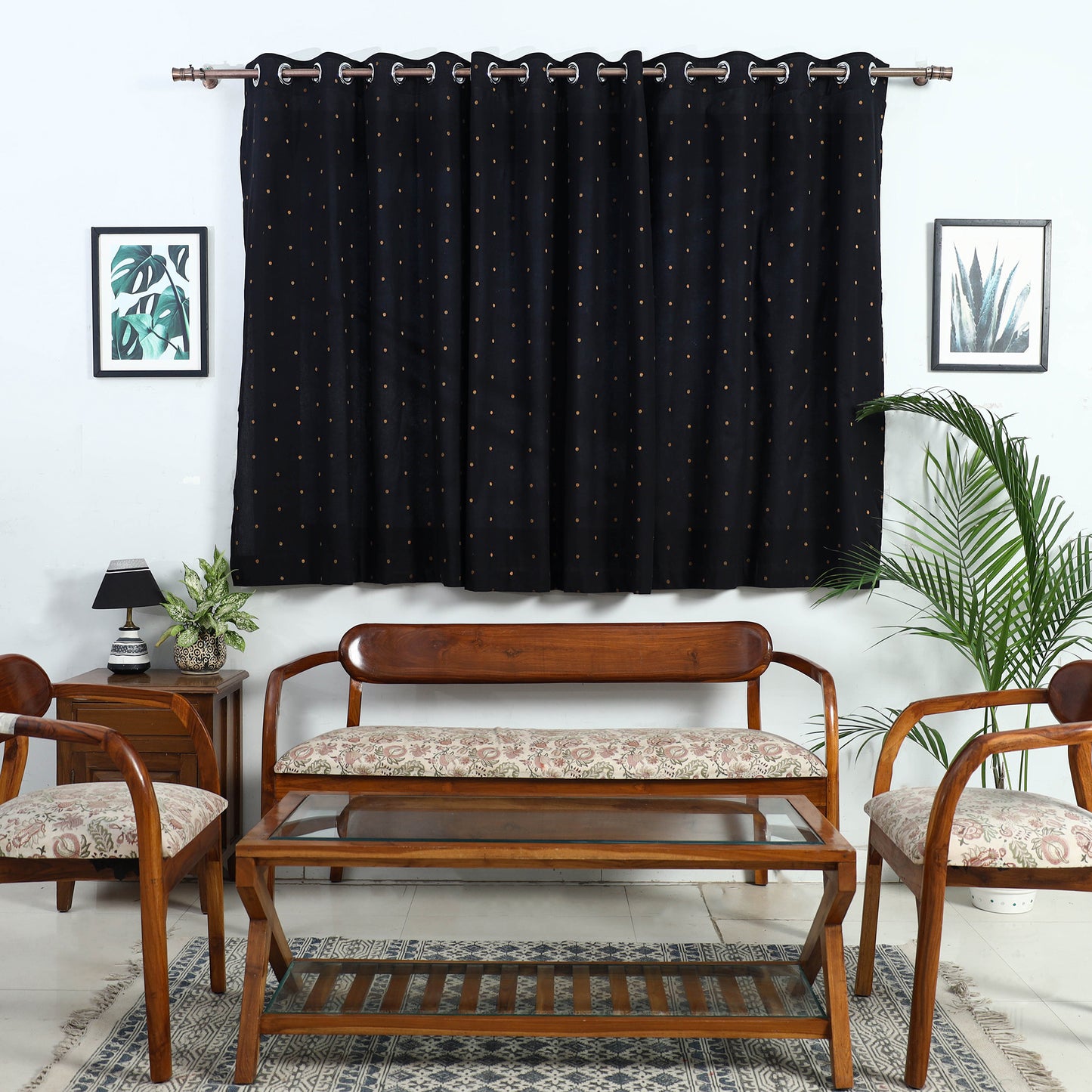 Buy Black Cotton Window Jacquard Curtain (5 x 3 Feet)