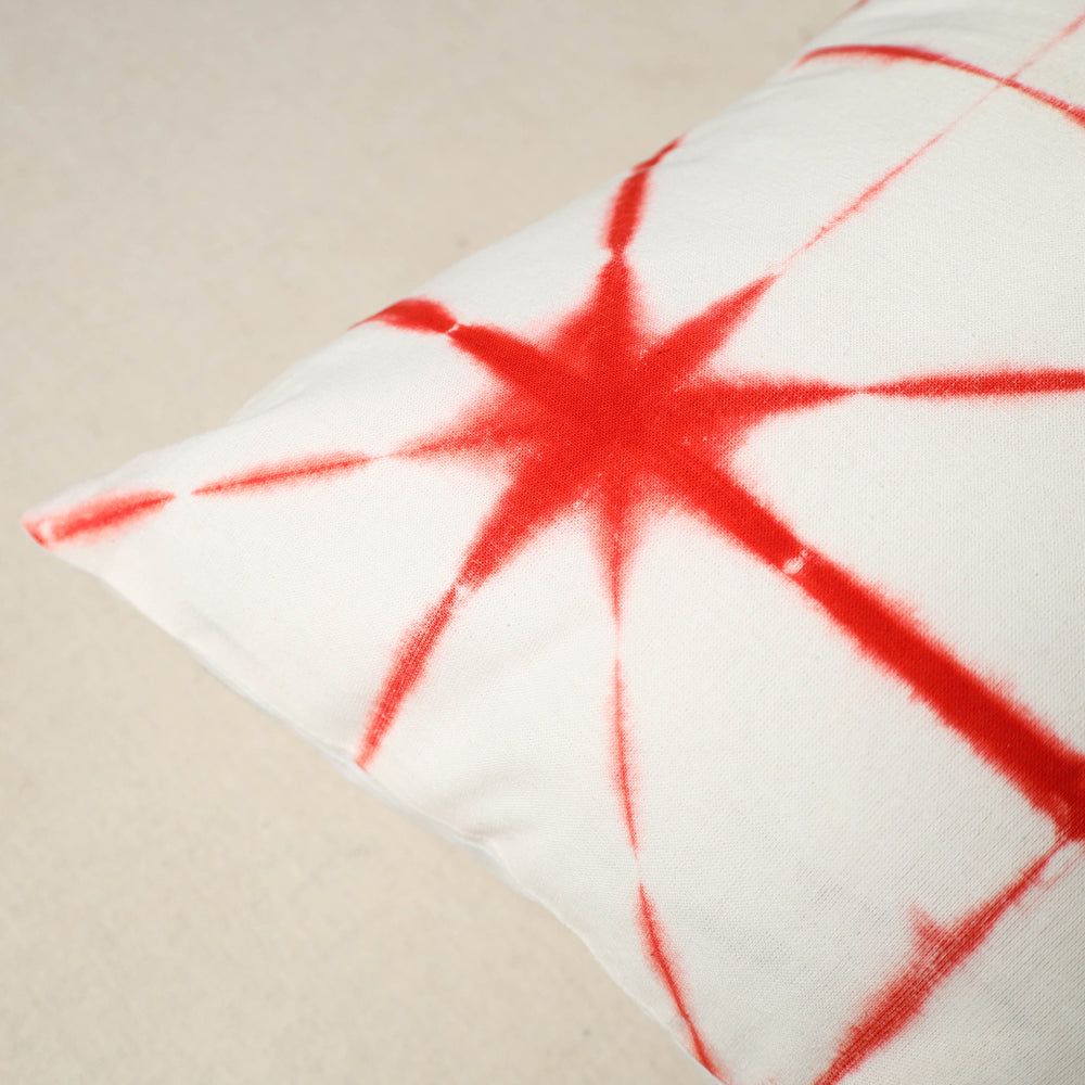 Red - Shibori Tie-Dye Cotton Cushion Cover 01