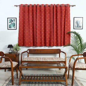 Buy Red Cotton Window Jacquard Curtain (5 x 3 Feet)
