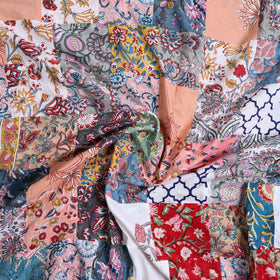 Multicolor - sanganeri patchwork unstitched kurta material