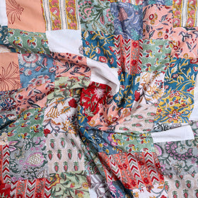 Multicolor - sanganeri patchwork unstitched kurta material