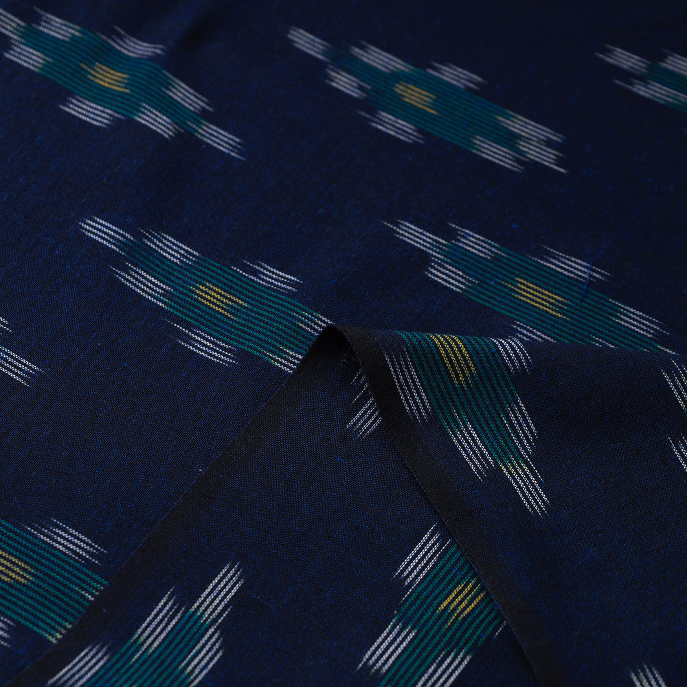 Blue - Handloom Cotton Pochampally Ikat Fabric 17