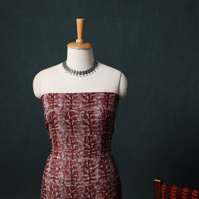 Red - Kutch Hand Block Batik Print Kota Doria Cotton 3pc Unstitched Dress Material Suit Set 03